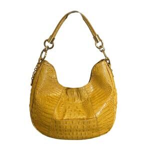 Brahmin Melbourne Hobo Croc-Embossed Vintage Shoulder Bag Honey Gold